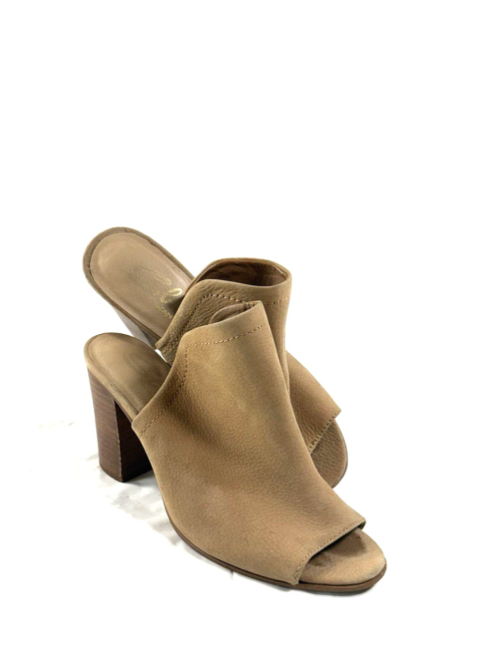 SBICCA VINTAGE COLLECTION Lova BEIGE leather OPEN TOE MULE HEELS SIZE 6
